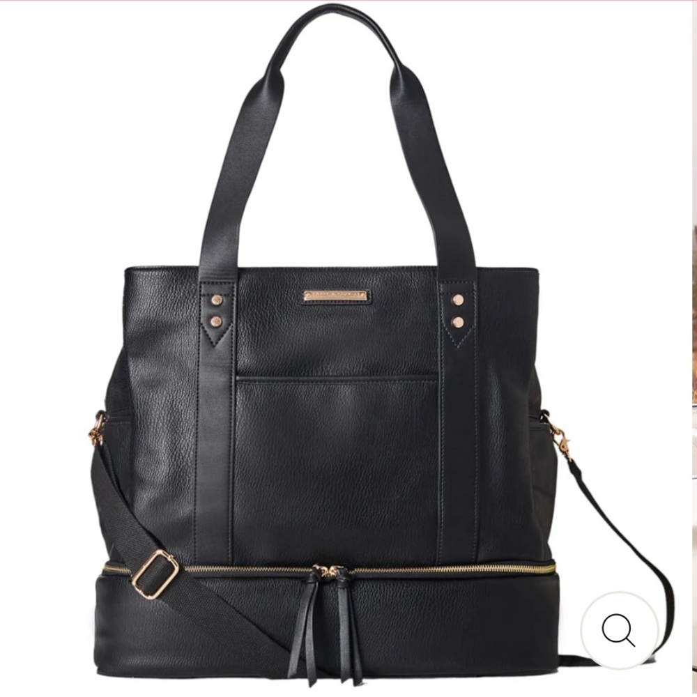 Poppy & Peonies Voyager Travel Bag in Black with Gold Hardware